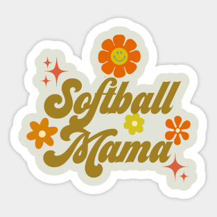 Softball Mama - 70s style - green Sticker